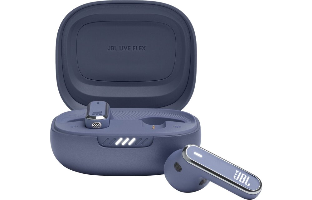 JBL Live Flex - Draadloze oordopjes - Draadloos opladen - Volledig Touch - Blauw