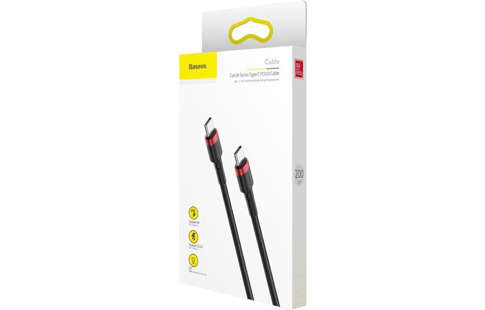 Baseus Cafule Series - USB-C to USB-C Cable - 1 Meter - Red/Black