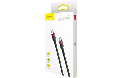 Baseus Cafule Series - USB-C naar USB-C Kabel - 1 meter - Rood/Zwart