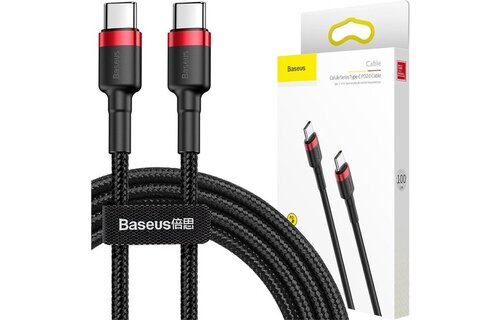 Baseus Cafule Series - USB-C naar USB-C Kabel - 1 meter - Rood/Zwart
