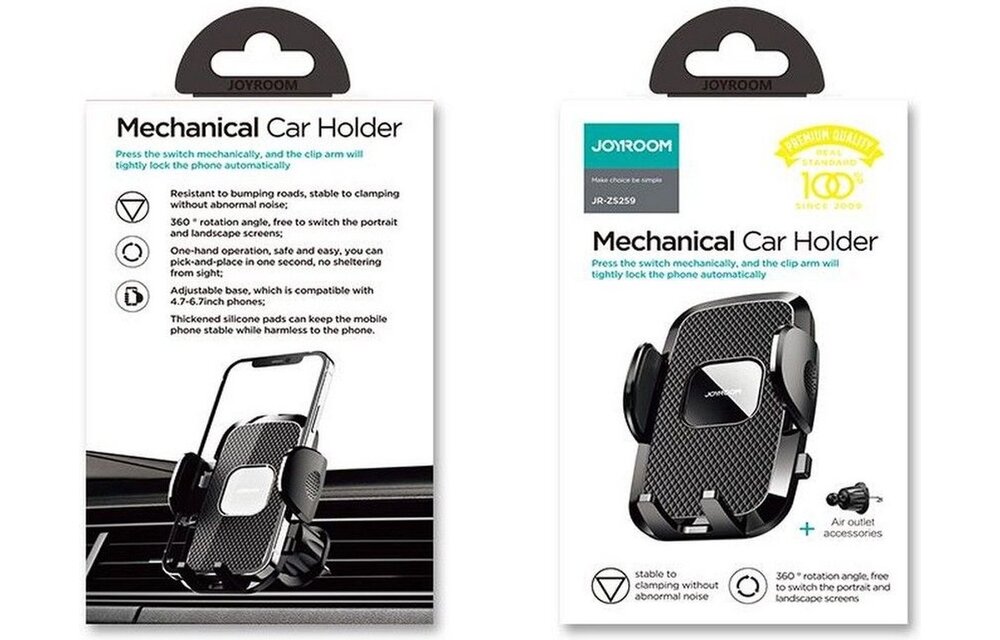 Joyroom - Car Phone Holder for Air Vent Clamp - Black