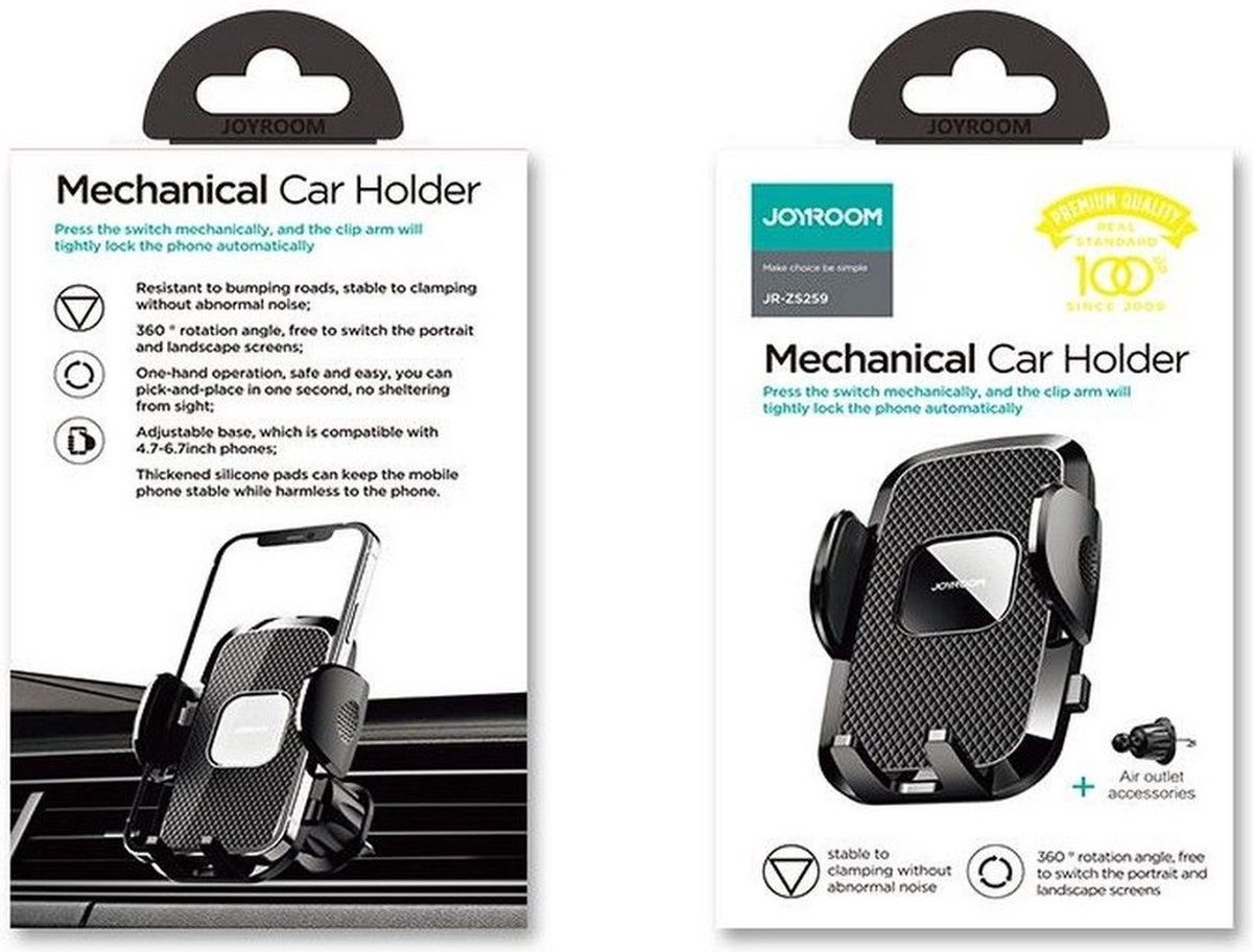 Joyroom - Handyhalterung fürs Auto für Lüftungsgitter mit Klemme - Schwarz