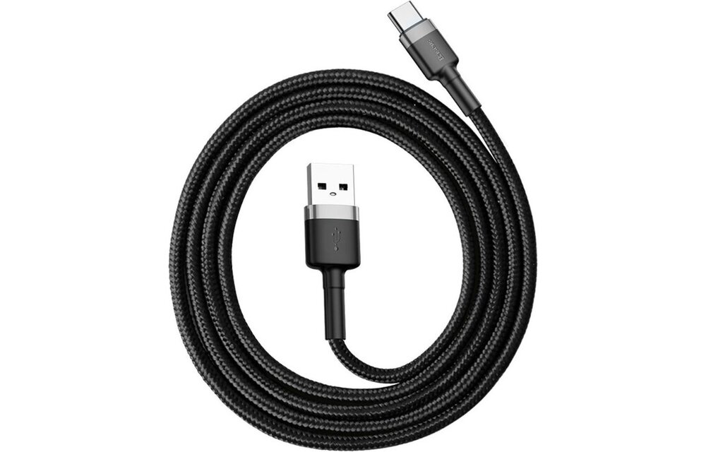 Baseus USB-C Schnellladekabel Geflochten 1 Meter 3A Schwarz Grau