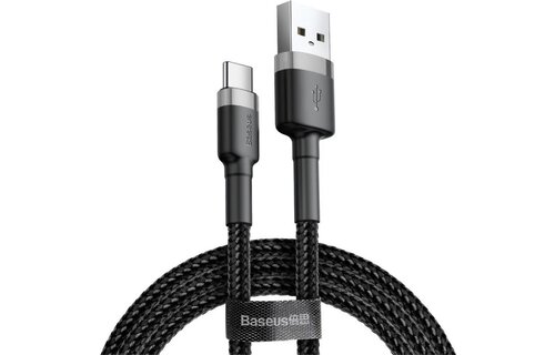 Baseus USB-C Schnellladekabel Geflochten 1 Meter 3A Schwarz Grau