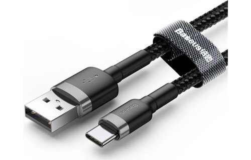 Baseus USB-C Schnellladekabel Geflochten 1 Meter 3A Schwarz Grau