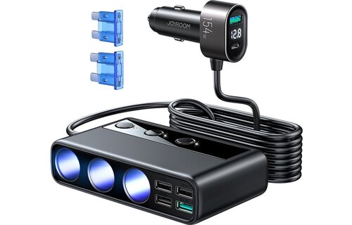 Joyroom Autolader - 9 In 1 Auto oplader 154W En 1 Meter Kabel - Zwart