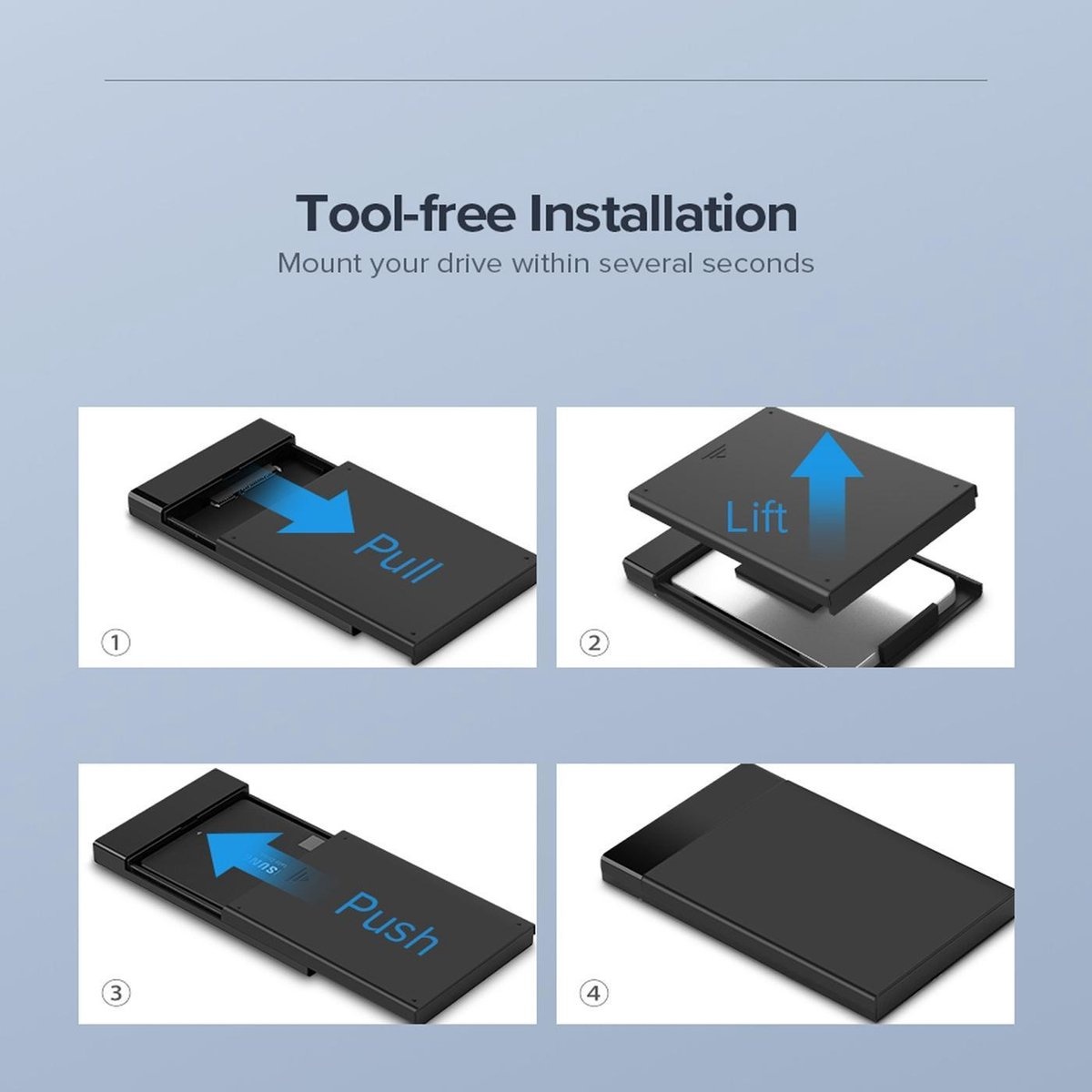 UGREEN - Externe Harde schijf behuizing voor 2'5" SATA HDD/SSD - USB3.0 - Zwart