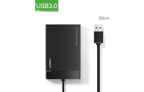 UGREEN - Externe Harde schijf behuizing voor 2'5" SATA HDD/SSD - USB3.0 - Zwart