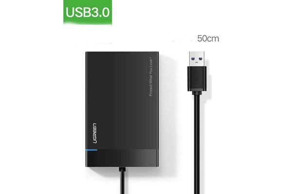UGREEN - External Hard Drive Enclosure for 2.5" SATA HDD/SSD - USB 3.0 - Black