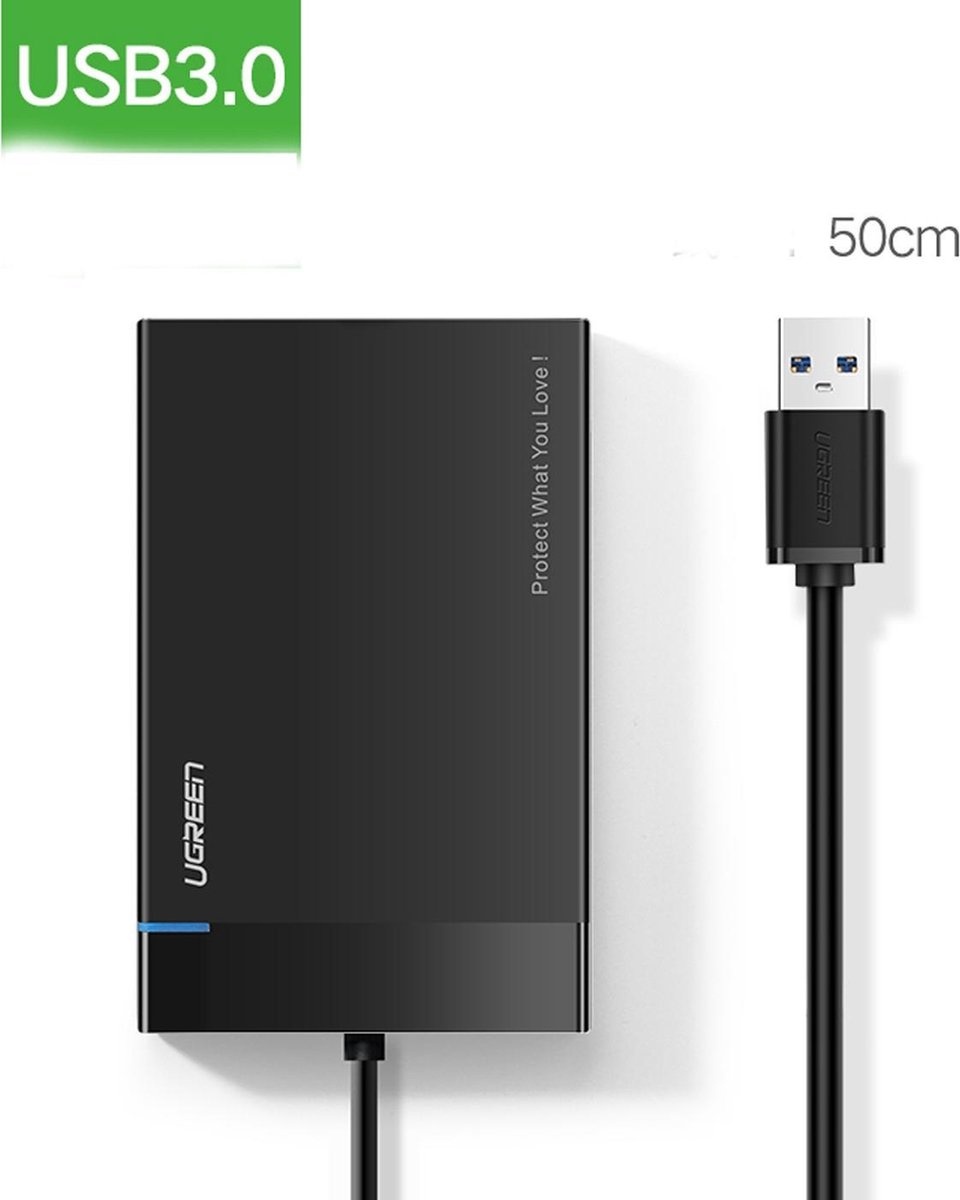 UGREEN - Externes Festplattengehäuse für 2,5" SATA HDD/SSD - USB 3.0 - Schwarz