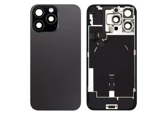Pulled Backcover mit Wireless charging - Schwarz Titanium fur iPhone 16 Pro Max