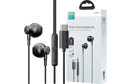 Joyroom – In-Ear-Kopfhörer mit USB-C-Anschluss – Kabelgebundene Ohrhörer mit Mikrofon – Schwarz