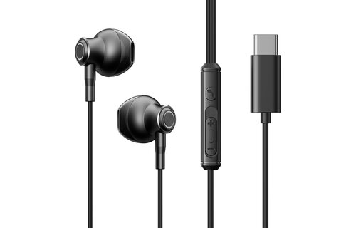 Joyroom - In ear oordopjes met USB C aansluiting - Oortjes met draad en microfoon - Zwart