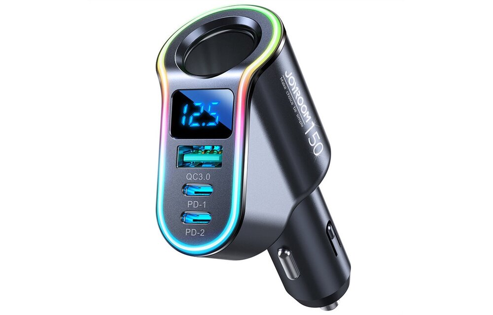 Joyroom Autolader Snellader 4 in 1 USB-A & USB-C - 150W Zwart [5x Fast Car Charger]