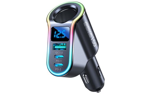 Joyroom Autolader Snellader 4 in 1 USB-A & USB-C - 150W Zwart [5x Fast Car Charger]