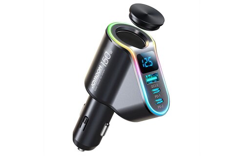 Joyroom Fast Car Charger 4-in-1 USB-A & USB-C – 150W Black [5x Fast Car Charger]
