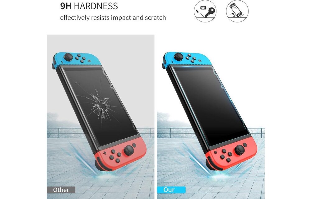 UGreen Screenprotector geschikt voor Nintendo Switch Gehard Glas 2-Pack