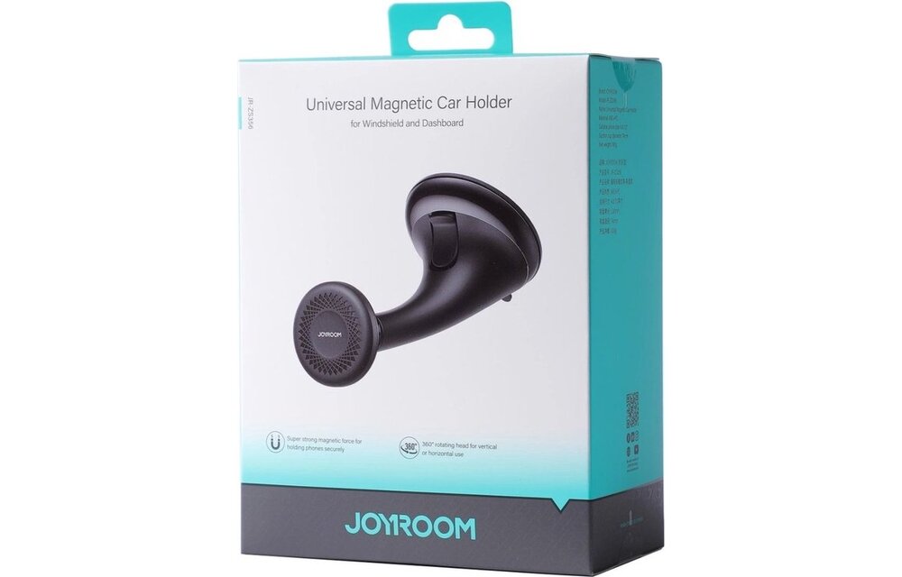 Joyroom - Autohalterung geeignet für Telefon mit Magnet - 360° drehbar - Mit Magnet für Armaturenbrett und Windschutzscheibe - 15W - Schwarz - Copy - Copy