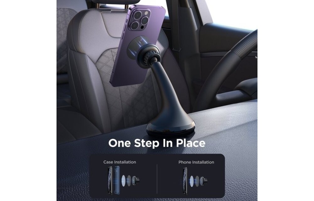 Joyroom - Autohalterung geeignet für Telefon mit Magnet - 360° drehbar - Mit Magnet für Armaturenbrett und Windschutzscheibe - 15W - Schwarz - Copy - Copy
