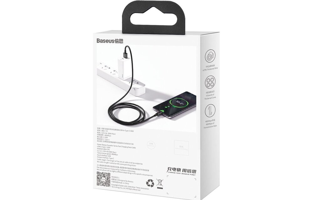 Baseus Cafule USB-A-auf-Apple-Lightning-Kabel 1,5 A – Schwarz/Grau 2 Meter - Copy - Copy - Copy - Copy