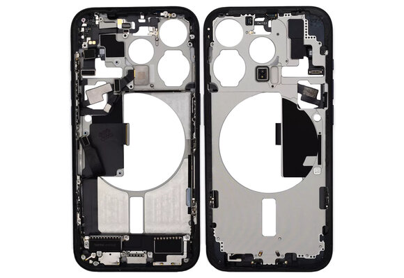 Pulled Mid frame Voll vormontiert - Black Titanium fur iPhone 15 Pro Pulled