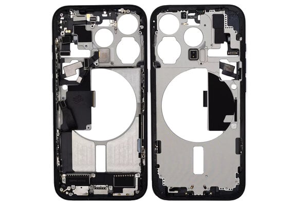 Pulled Mid frame volledig gemonteerd - Black Titanium voor iPhone 15 Pro Pulled