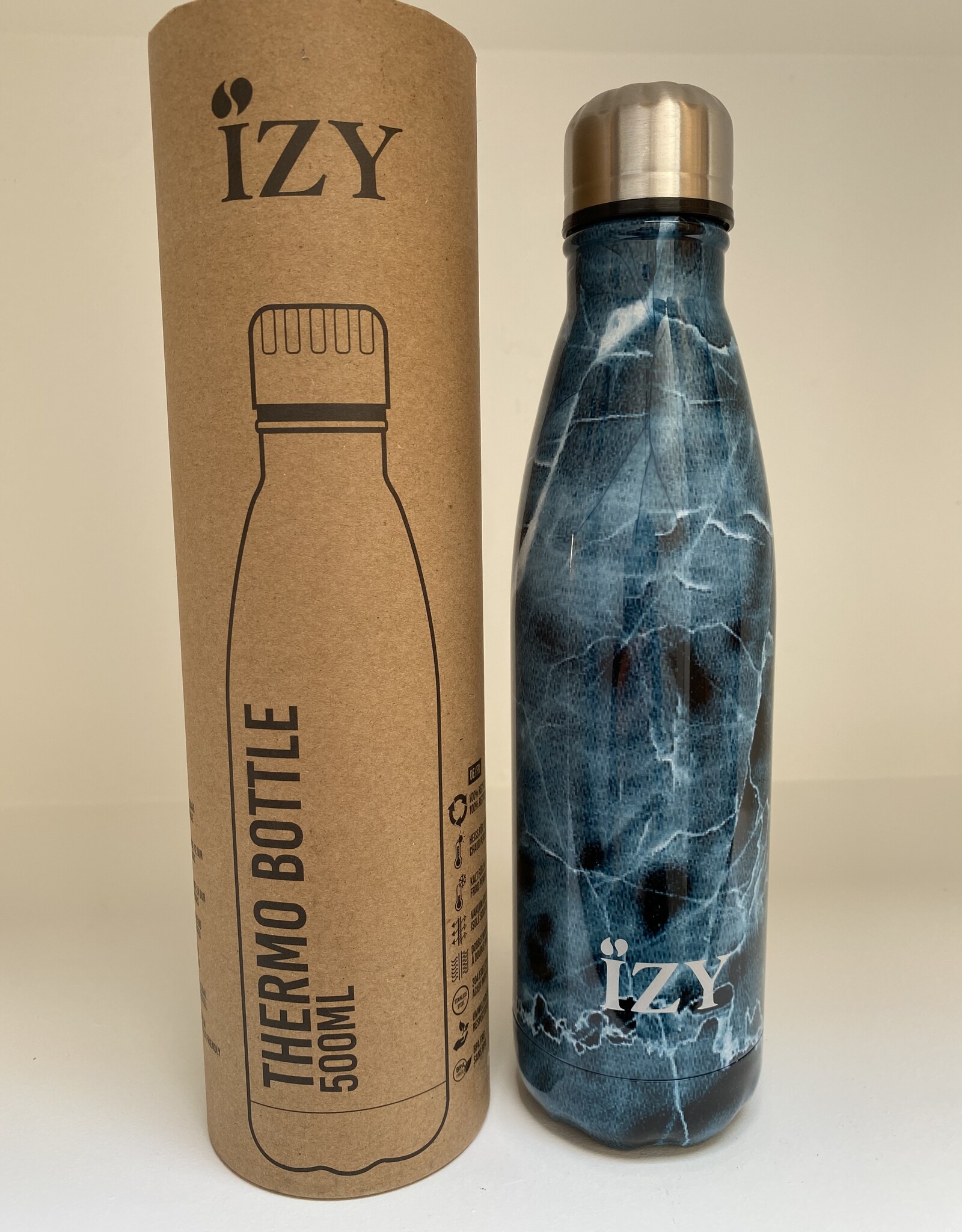 Izy Thermo bottle marble blue 500 ml.