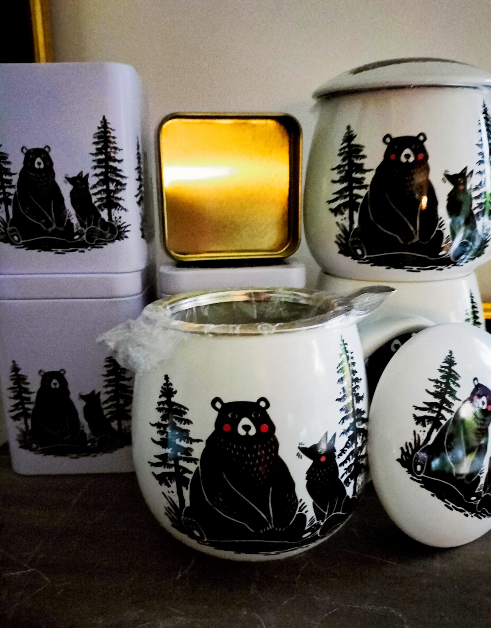 tea and herbs Theemok " Beer en vosje" met zift en deksel