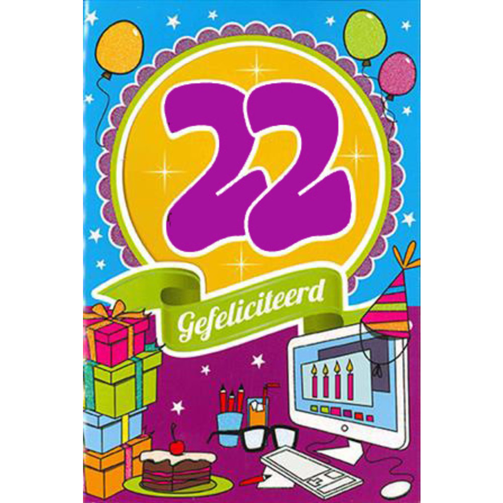 Luxe Leeftijdswenskaart verjaardag 22 jaar GoedkopeAnsichtkaarten.nl