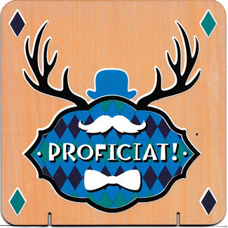 Paperclip Houten Felicitatiekaart - Proficiat