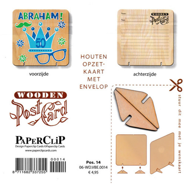Paperclip Houten Felicitatiekaart -  Abraham