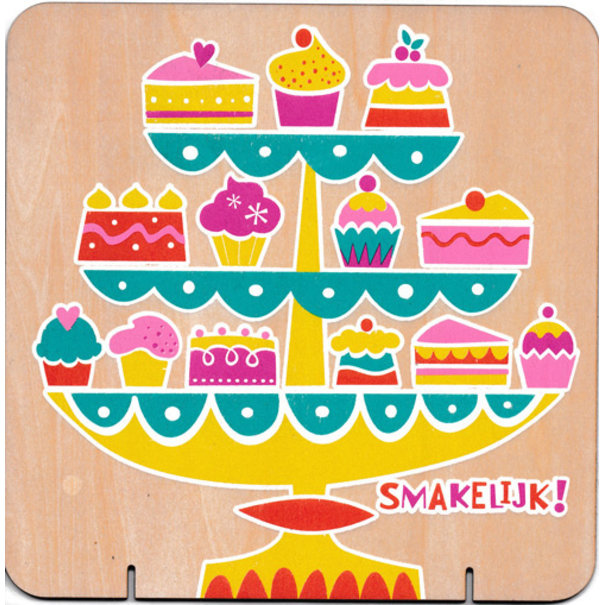 Paperclip Holzgrußkarte - Lecker