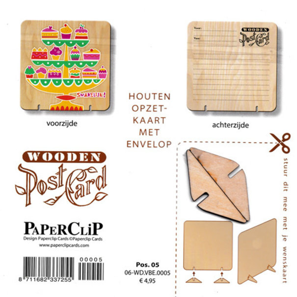 Paperclip Holzgrußkarte - Lecker
