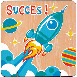 Paperclip Houten Felicitatiekaart - Succes