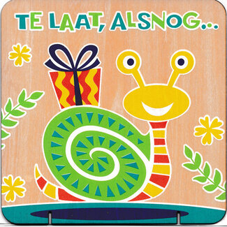 Paperclip Houten Felicitatiekaart - Te Laat!