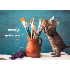 Prentbriefkaart  Gefeliciteerd