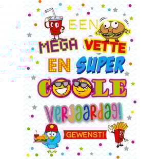 Grote verjaardagskaart voor kinderen