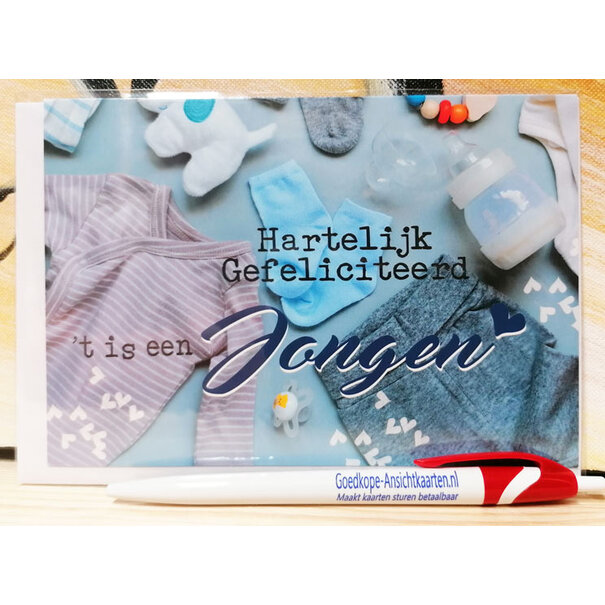 Marant Cards Geboortekaart zoon met tekst ‘Hartelijk gefeliciteerd, ’t is een jongen’