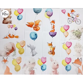 Set 16 verjaardagskaarten