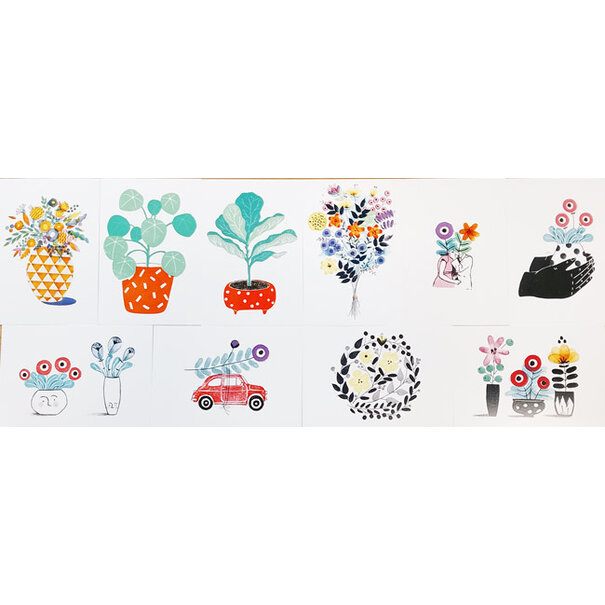 10 Bloemen postkaarten