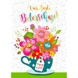 Große Gute-Besserung-Karte im A4-Format mit Blumen