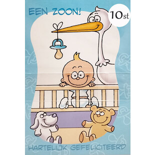 10x Wenskaart geboorte Zoon