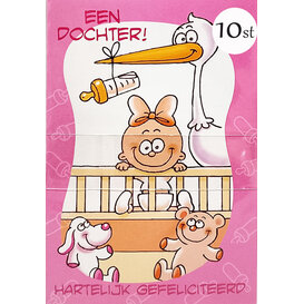 10x Wenskaart geboorte Dochter