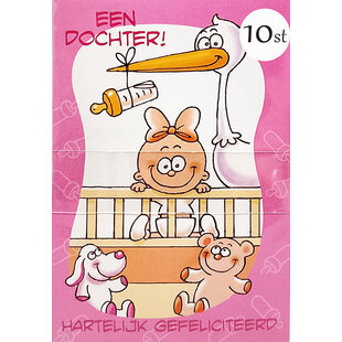 10x Wenskaart geboorte Dochter