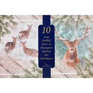 10 kerstkaartenbox  - herten