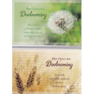 5 Rouwkaartjes tekst/paardebloem
