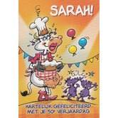Wenskaart Sarah 50 jaar – Hartelijk gefeliciteerd met je 50e verjaardag