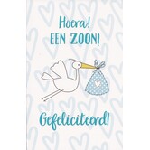Geboortekaart zoon met lieve ooievaar