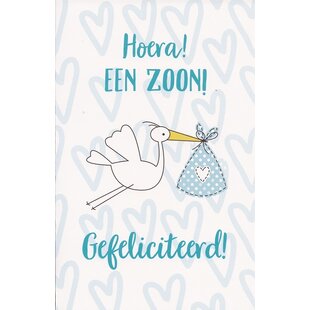 Geboortekaart zoon met lieve ooievaar
