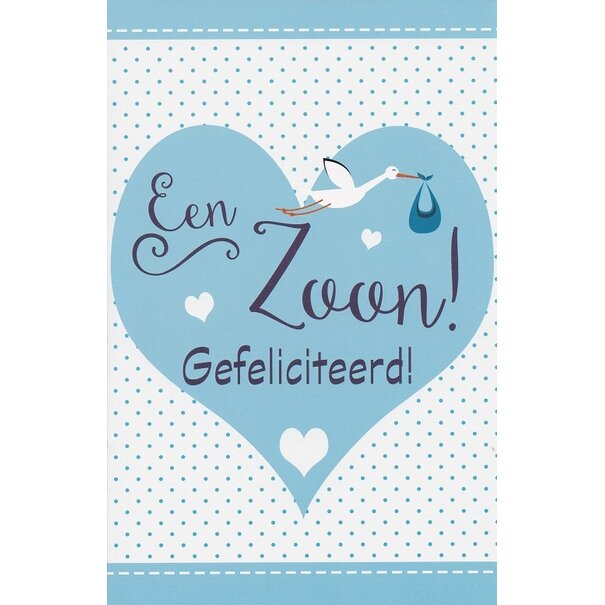 Belgian  Greetings Geboortekaart voor een zoon met ooievaar – Een Zoon! Gefeliciteerd!